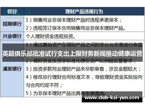 英超俱乐部批准试行支出上限财务新规推动健康运营